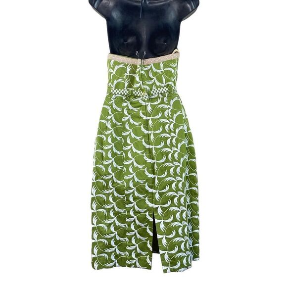 Nanette Lepore Embroidered Green Strapless Belted Midi Sheath Dress Sz S - Picture 7 of 16
